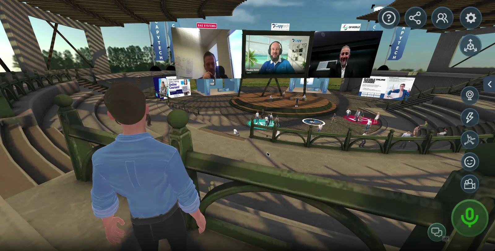 Live panel discussion at a Capytech forum held inside a virtual event space